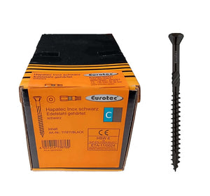 Eurotec Hapatec - Stainless Steel Wood Screws (4.5 x 50 mm) (200 pcs.) Black