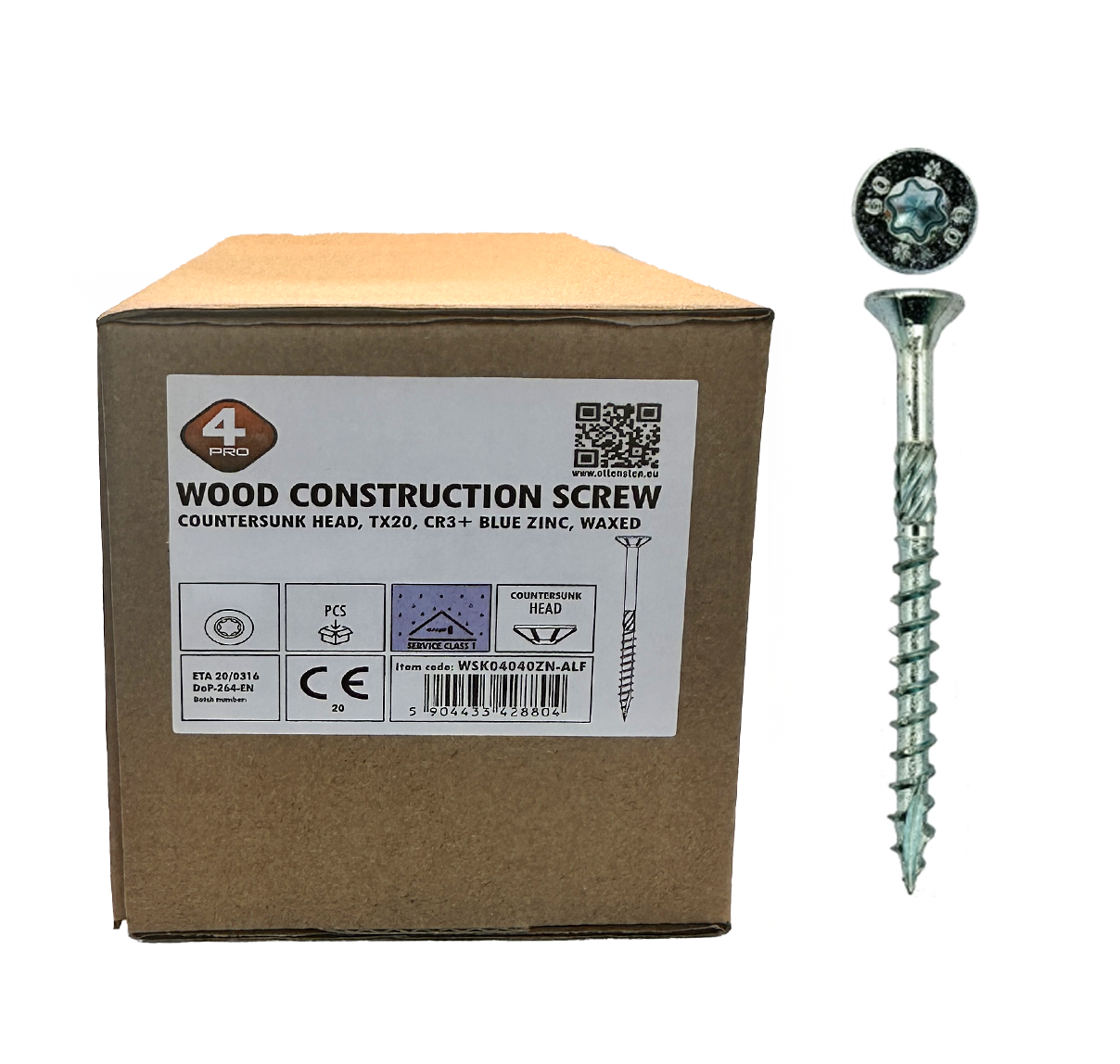 Wood Screws 6 X 60-200mm (TORX 30, galvanized CR3+ZN, countersunk head, 100–200 pcs., 4PRO)