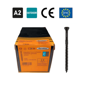 Stainless Steel Black Facade Screws for Wood 5X50-80mm, TX25 Head, for Outdoor Work, Facade, A2, 200 pcs.